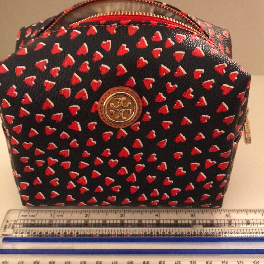 Tory Burch heart makeup bag